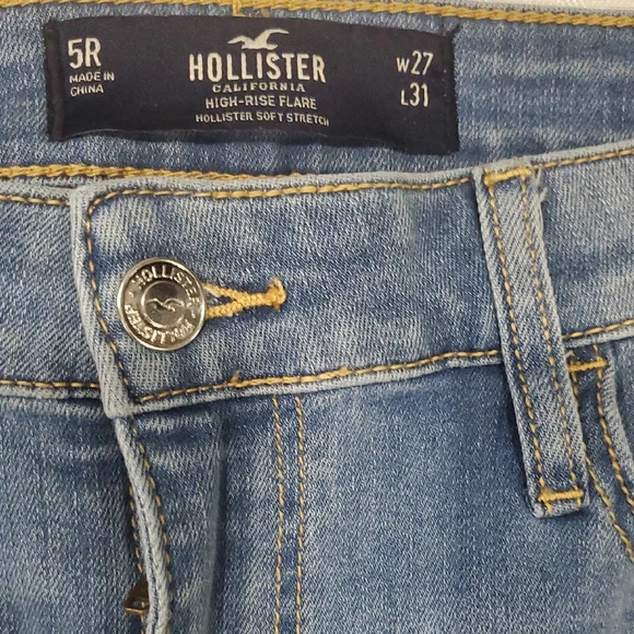 Hollester Denim Patchwork Retro Hippie Flare Jeans Sz 27 - Picture 5 of 14